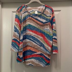 Alfred Dunner Multicolor Wave Pattern Blouse